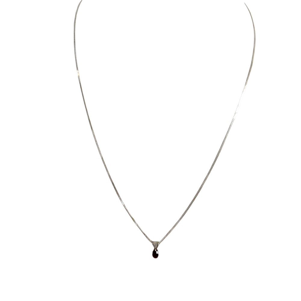 Dainty Pendant Necklace 925 Sterling Silver Garnet Color CZ Solitaire A0227 - Picture 7 of 13